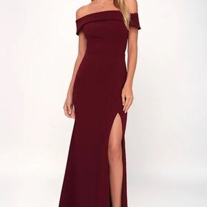 Lulu's Strapless Burgundy Dress